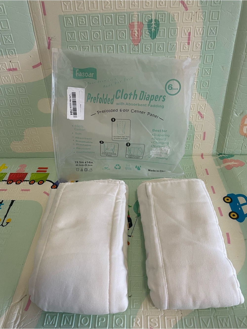 Fasoar Cotton Prefold Cloth Diapers